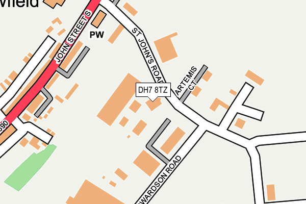 DH7 8TZ map - OS OpenMap – Local (Ordnance Survey)