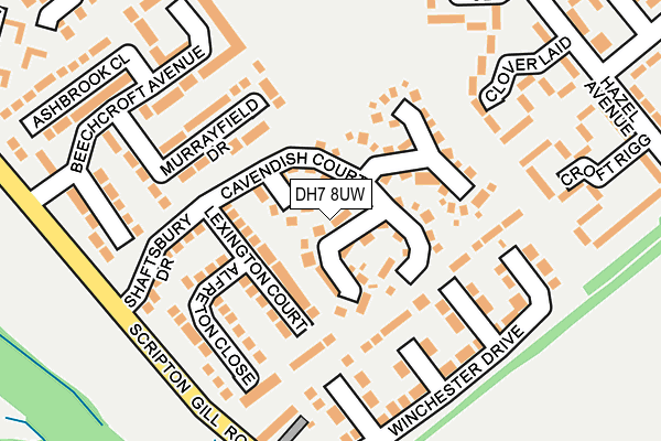 DH7 8UW map - OS OpenMap – Local (Ordnance Survey)