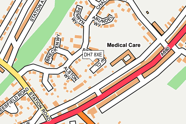 DH7 8XE map - OS OpenMap – Local (Ordnance Survey)