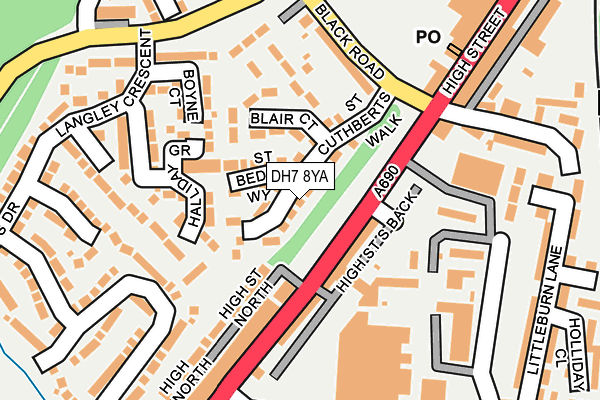 DH7 8YA map - OS OpenMap – Local (Ordnance Survey)
