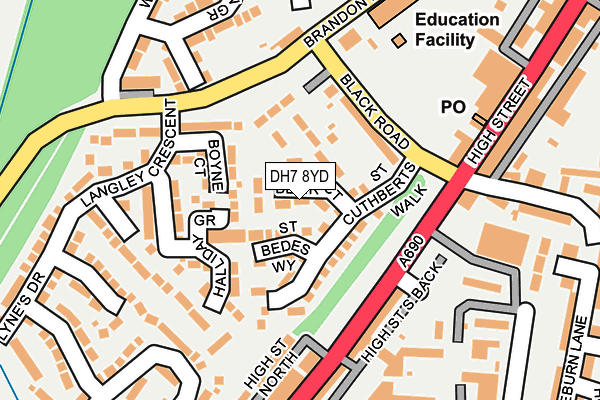 DH7 8YD map - OS OpenMap – Local (Ordnance Survey)