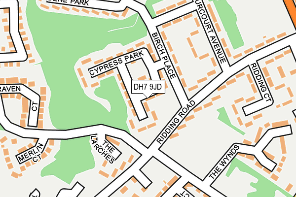 DH7 9JD map - OS OpenMap – Local (Ordnance Survey)