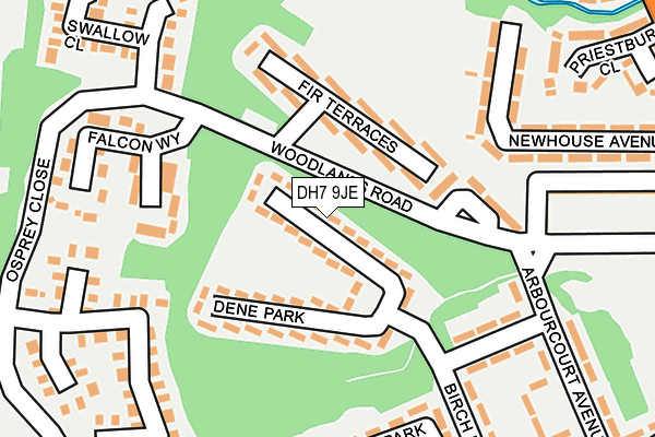 DH7 9JE map - OS OpenMap – Local (Ordnance Survey)