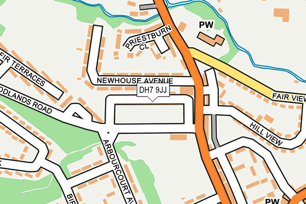 DH7 9JJ map - OS OpenMap – Local (Ordnance Survey)