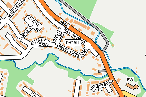 DH7 9LL map - OS OpenMap – Local (Ordnance Survey)