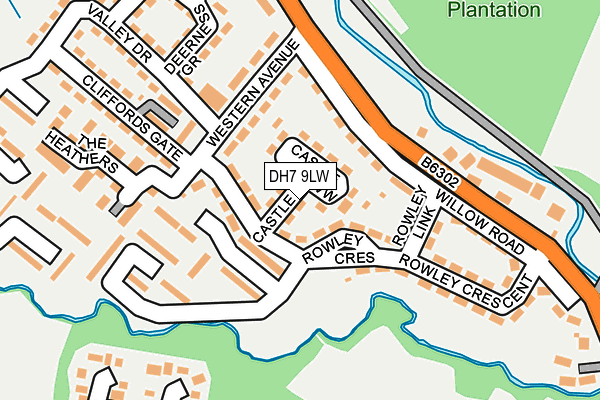 DH7 9LW map - OS OpenMap – Local (Ordnance Survey)