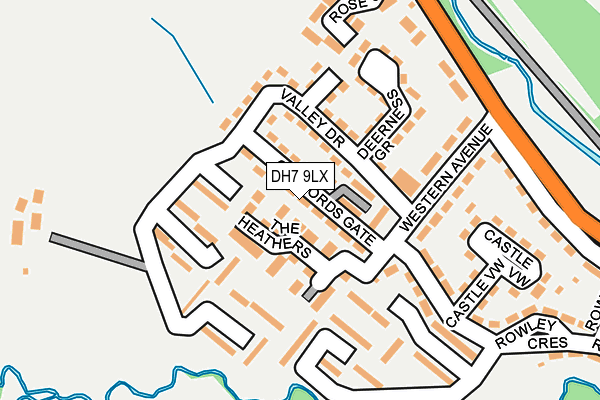 DH7 9LX map - OS OpenMap – Local (Ordnance Survey)