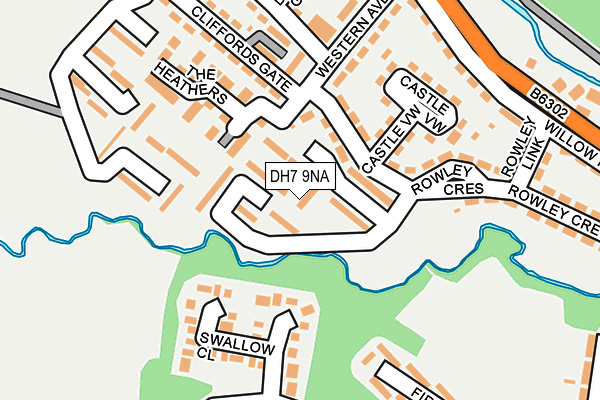 DH7 9NA map - OS OpenMap – Local (Ordnance Survey)