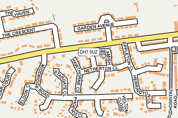 DH7 9UZ map - OS OpenMap – Local (Ordnance Survey)