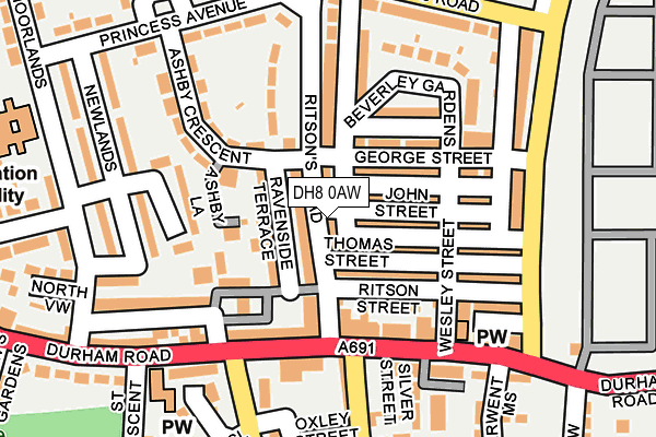 DH8 0AW map - OS OpenMap – Local (Ordnance Survey)