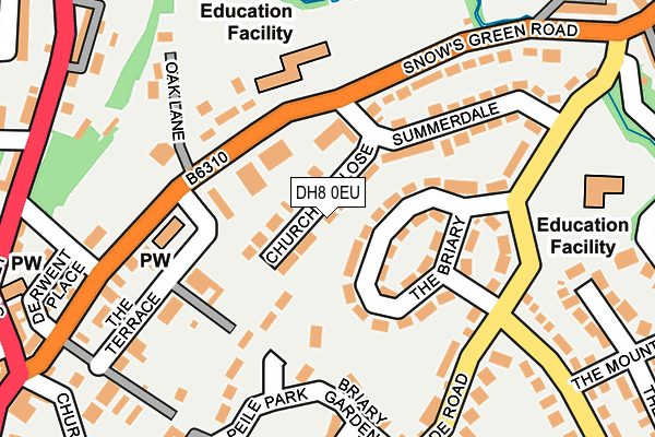 DH8 0EU map - OS OpenMap – Local (Ordnance Survey)