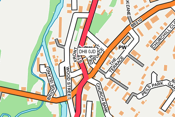 DH8 0JD map - OS OpenMap – Local (Ordnance Survey)