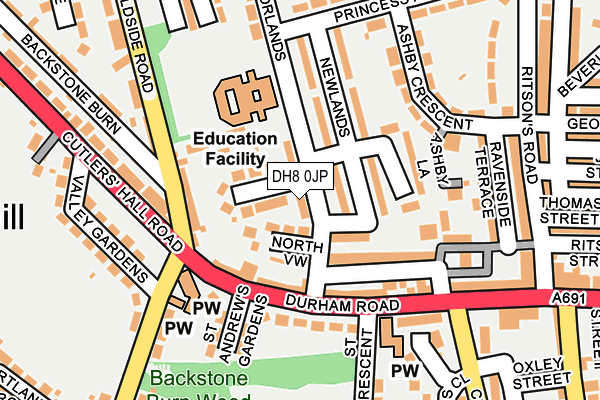DH8 0JP map - OS OpenMap – Local (Ordnance Survey)