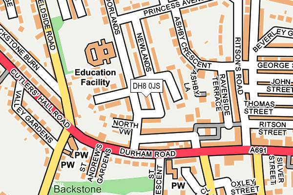 DH8 0JS map - OS OpenMap – Local (Ordnance Survey)