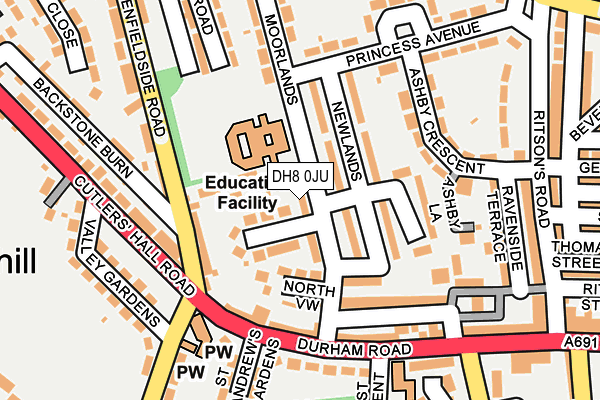 DH8 0JU map - OS OpenMap – Local (Ordnance Survey)