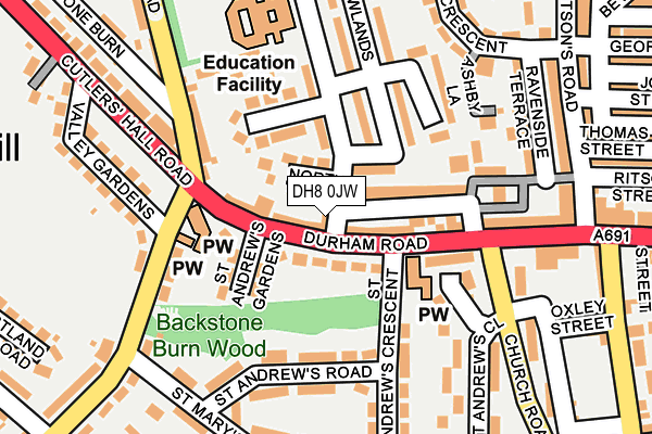 DH8 0JW map - OS OpenMap – Local (Ordnance Survey)