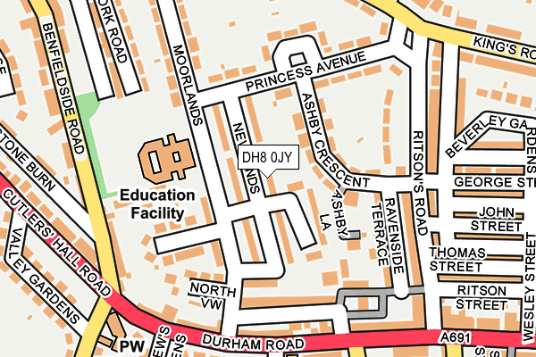 DH8 0JY map - OS OpenMap – Local (Ordnance Survey)