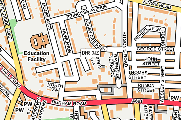 DH8 0JZ map - OS OpenMap – Local (Ordnance Survey)