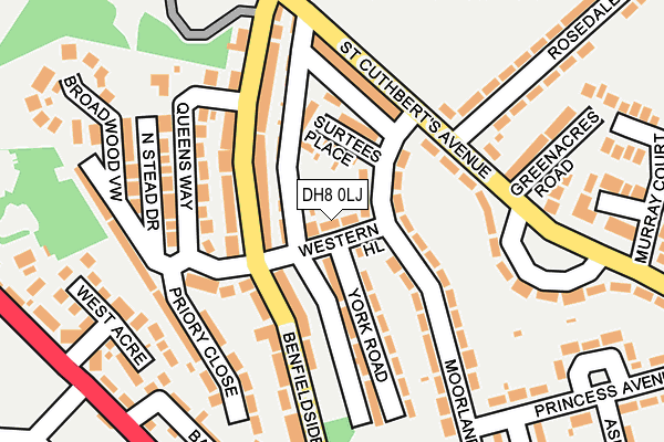 DH8 0LJ map - OS OpenMap – Local (Ordnance Survey)