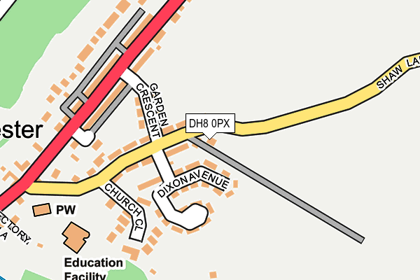 DH8 0PX map - OS OpenMap – Local (Ordnance Survey)