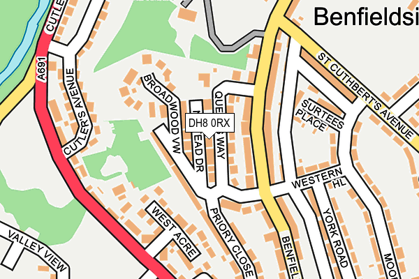 DH8 0RX map - OS OpenMap – Local (Ordnance Survey)