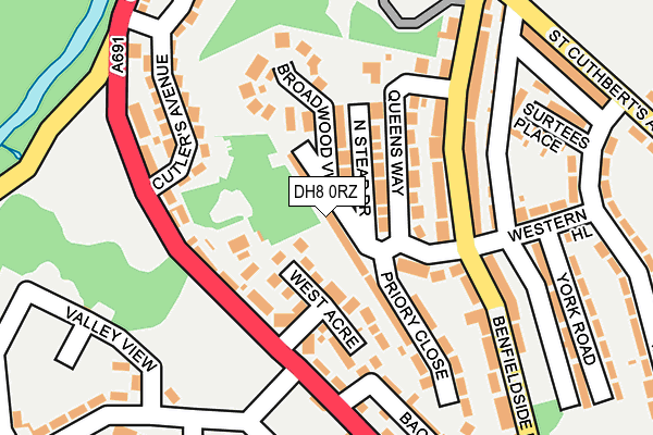 DH8 0RZ map - OS OpenMap – Local (Ordnance Survey)