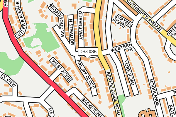 DH8 0SB map - OS OpenMap – Local (Ordnance Survey)