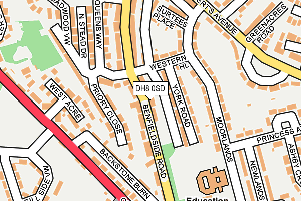 DH8 0SD map - OS OpenMap – Local (Ordnance Survey)