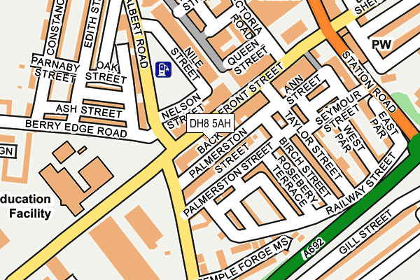 DH8 5AH map - OS OpenMap – Local (Ordnance Survey)
