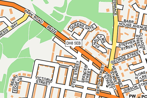 DH8 5EB map - OS OpenMap – Local (Ordnance Survey)