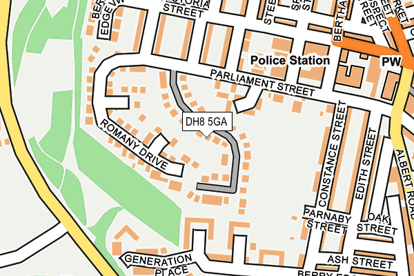 DH8 5GA map - OS OpenMap – Local (Ordnance Survey)