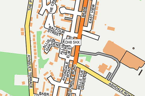 DH8 5HX map - OS OpenMap – Local (Ordnance Survey)