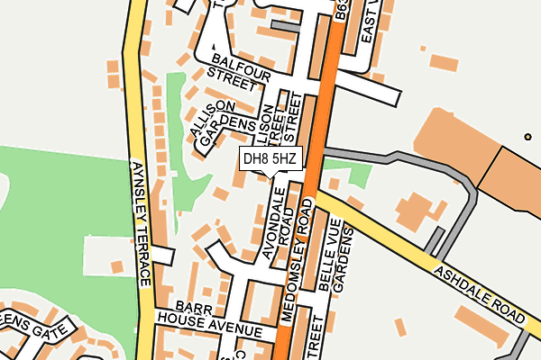 DH8 5HZ map - OS OpenMap – Local (Ordnance Survey)