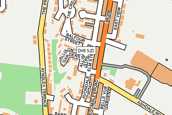 DH8 5JD map - OS OpenMap – Local (Ordnance Survey)