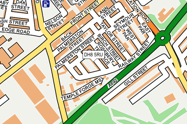 DH8 5RU map - OS OpenMap – Local (Ordnance Survey)