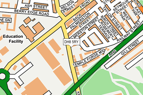 DH8 5RY map - OS OpenMap – Local (Ordnance Survey)