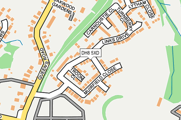 DH8 5XD map - OS OpenMap – Local (Ordnance Survey)