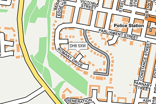 DH8 5XW map - OS OpenMap – Local (Ordnance Survey)