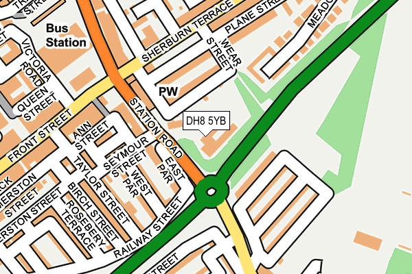 DH8 5YB map - OS OpenMap – Local (Ordnance Survey)