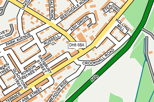 DH8 6BA map - OS OpenMap – Local (Ordnance Survey)