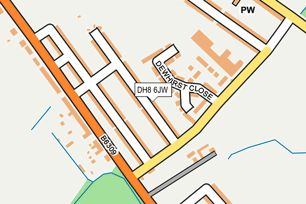 DH8 6JW map - OS OpenMap – Local (Ordnance Survey)