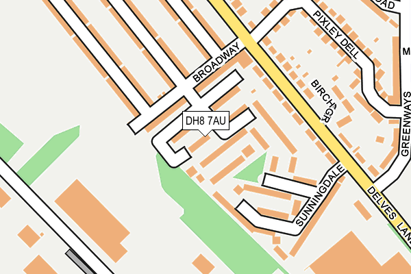 DH8 7AU map - OS OpenMap – Local (Ordnance Survey)