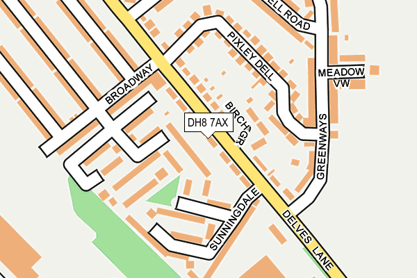 DH8 7AX map - OS OpenMap – Local (Ordnance Survey)