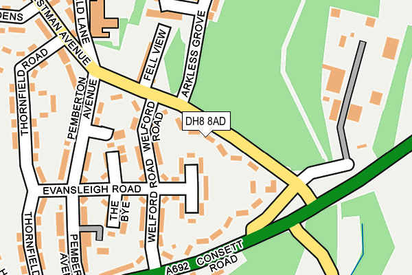 DH8 8AD map - OS OpenMap – Local (Ordnance Survey)