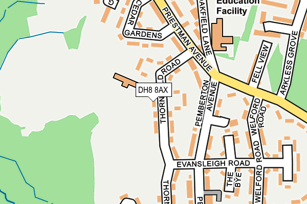 DH8 8AX map - OS OpenMap – Local (Ordnance Survey)