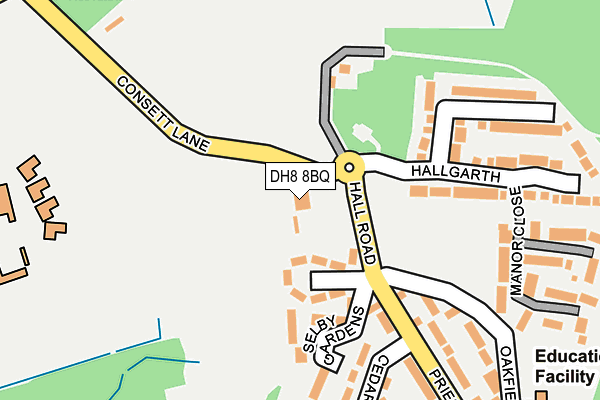 DH8 8BQ map - OS OpenMap – Local (Ordnance Survey)