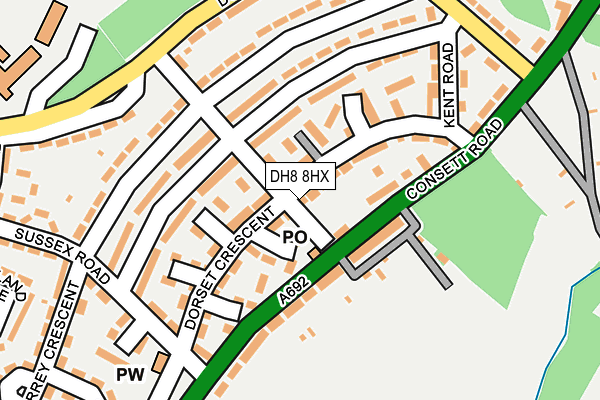 DH8 8HX map - OS OpenMap – Local (Ordnance Survey)