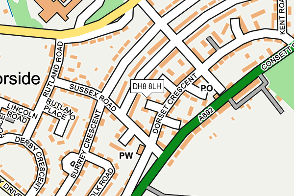 DH8 8LH map - OS OpenMap – Local (Ordnance Survey)