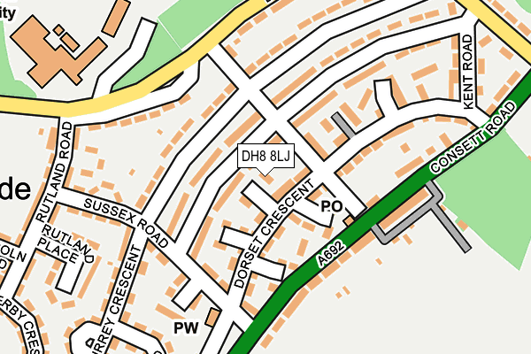 DH8 8LJ map - OS OpenMap – Local (Ordnance Survey)