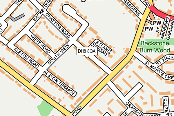 DH8 8QA map - OS OpenMap – Local (Ordnance Survey)